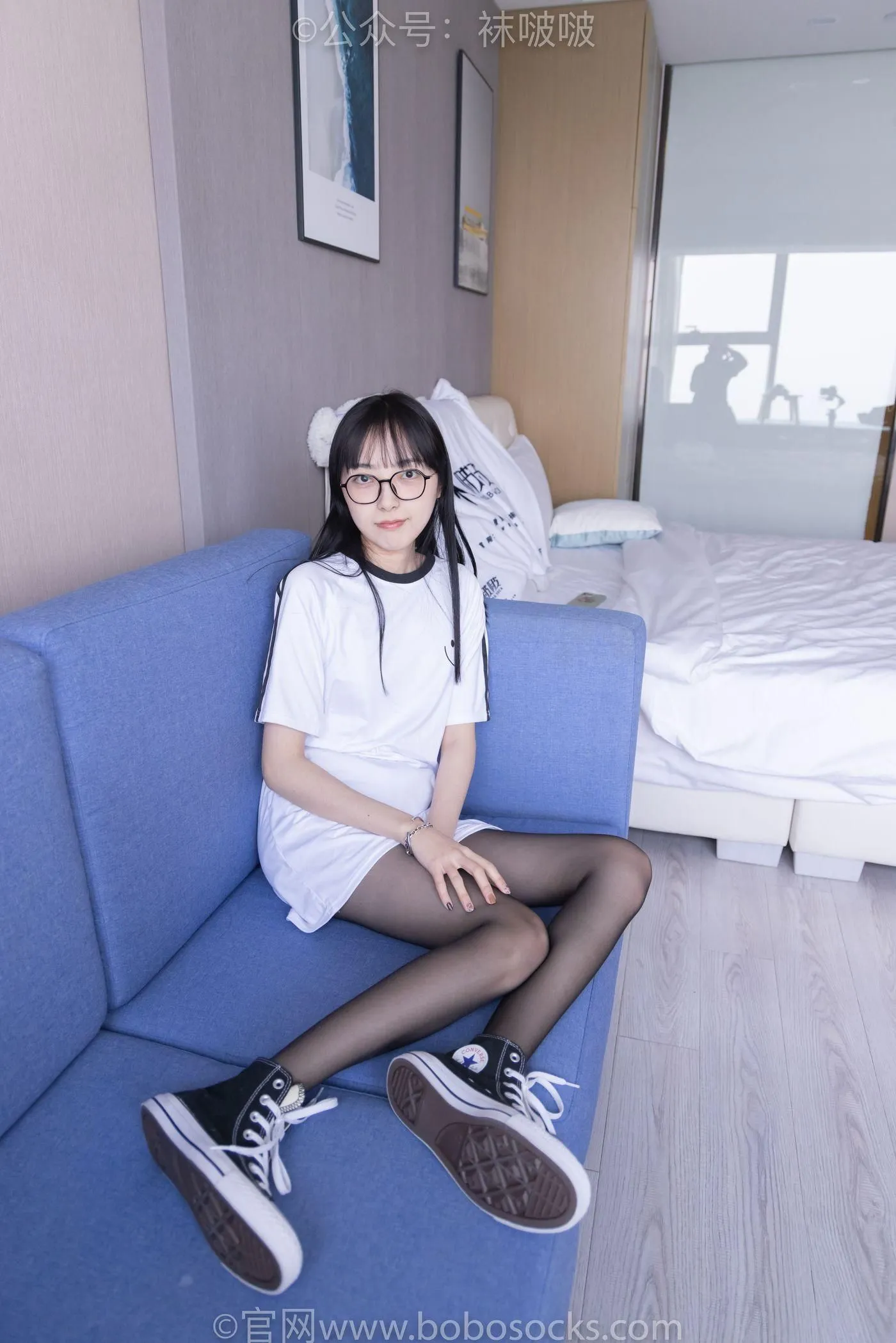 [BoBoSocks袜啵啵]NO.067 稚予-匡威帆布鞋、黑丝 [125P]插图4
